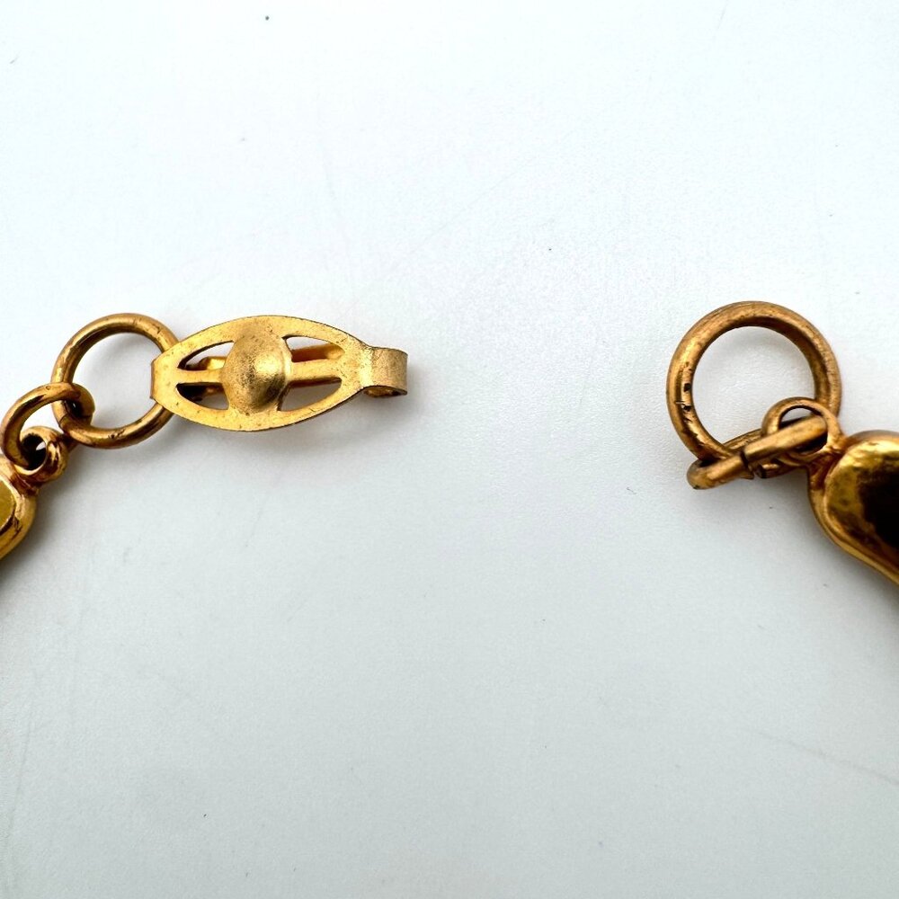 Brass Art Nouveau Revival Link Necklace Mid-Century Vintage 1970s Design 15" - Picture 7 of 8
